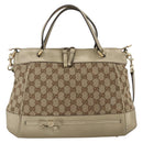 GUCCI GG Canvas Pretty Hand Bag 2way Beige Gold 269894 Auth BAZ454-13