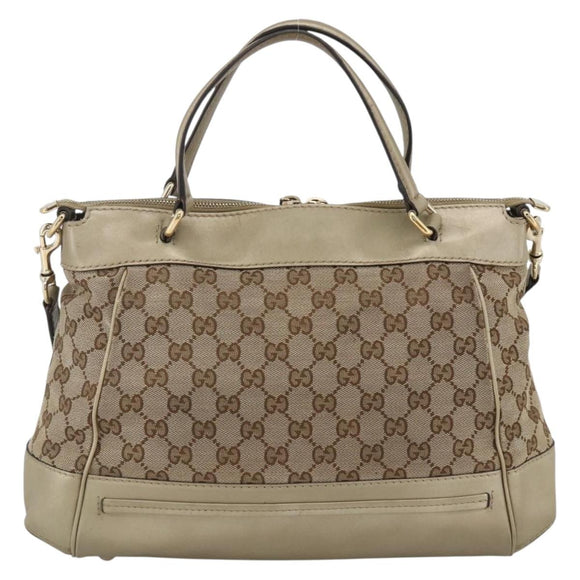 GUCCI GG Canvas Pretty Hand Bag 2way Beige Gold 269894 Auth BAZ454