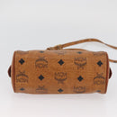 MCM Vicetos Mini Logogram Boston Bag PVC Leather 2way Brown Gold Auth BAZ463-11