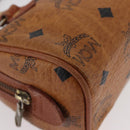 MCM Vicetos Mini Logogram Boston Bag PVC Leather 2way Brown Gold Auth BAZ463-12