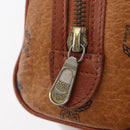 MCM Vicetos Mini Logogram Boston Bag PVC Leather 2way Brown Gold Auth BAZ463-16