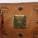 MCM Vicetos Mini Logogram Boston Bag PVC Leather 2way Brown Gold Auth BAZ463-17
