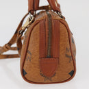 MCM Vicetos Mini Logogram Boston Bag PVC Leather 2way Brown Gold Auth BAZ463-4