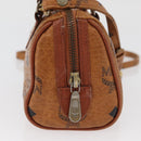 MCM Vicetos Mini Logogram Boston Bag PVC Leather 2way Brown Gold Auth BAZ463-5