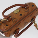 MCM Vicetos Mini Logogram Boston Bag PVC Leather 2way Brown Gold Auth BAZ463-6