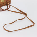 MCM Vicetos Mini Logogram Boston Bag PVC Leather 2way Brown Gold Auth BAZ463-9
