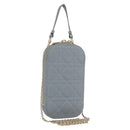 Christian Dior Cannage Phone Pouch Chain Shoulder Bag Lamb Skin Gray Auth BAZ467-1
