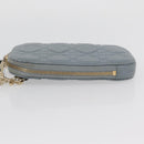 Christian Dior Cannage Phone Pouch Chain Shoulder Bag Lamb Skin Gray Auth BAZ467-4