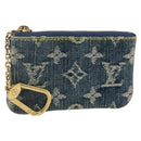 LOUIS VUITTON Monogram Denim Pochette Cles Coin Purse Blue M95343 Auth BAZ468A-1