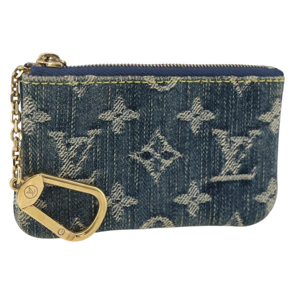 LOUIS VUITTON Monogram Denim Pochette Cles Coin Purse Blue M95343 Auth BAZ468A