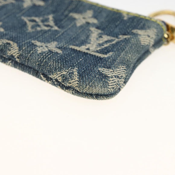 LOUIS VUITTON Monogram Denim Pochette Cles Coin Purse Blue M95343 Auth BAZ468A