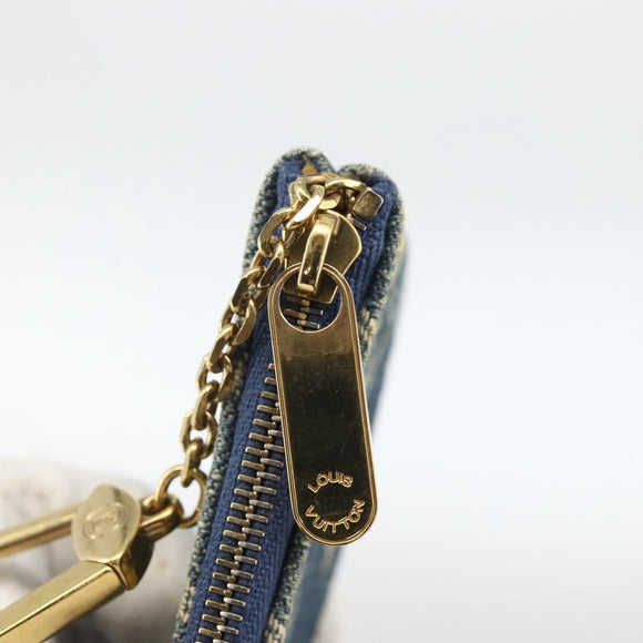 LOUIS VUITTON Monogram Denim Pochette Cles Coin Purse Blue M95343 Auth BAZ468A