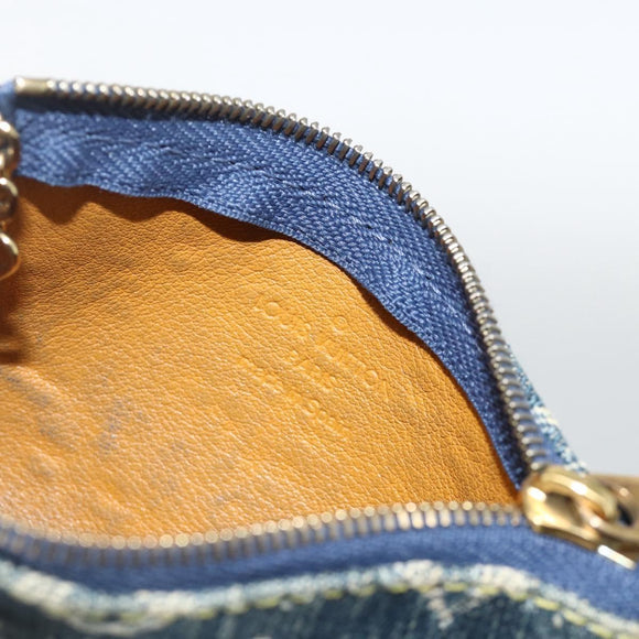 LOUIS VUITTON Monogram Denim Pochette Cles Coin Purse Blue M95343 Auth BAZ468A