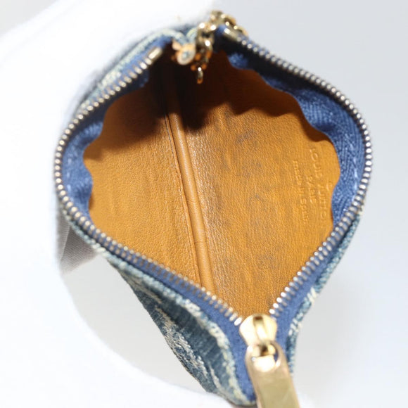 LOUIS VUITTON Monogram Denim Pochette Cles Coin Purse Blue M95343 Auth BAZ468A