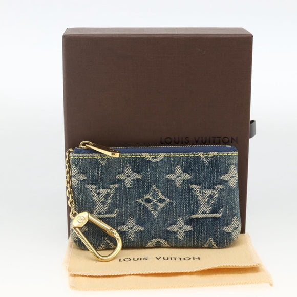 LOUIS VUITTON Monogram Denim Pochette Cles Coin Purse Blue M95343 Auth BAZ468A