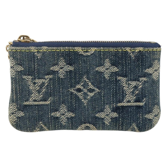 LOUIS VUITTON Monogram Denim Pochette Cles Coin Purse Blue M95343 Auth BAZ468A