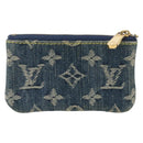 LOUIS VUITTON Monogram Denim Pochette Cles Coin Purse Blue M95343 Auth BAZ468A-2