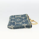 LOUIS VUITTON Monogram Denim Pochette Cles Coin Purse Blue M95343 Auth BAZ468A-3