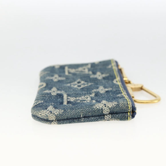 LOUIS VUITTON Monogram Denim Pochette Cles Coin Purse Blue M95343 Auth BAZ468A