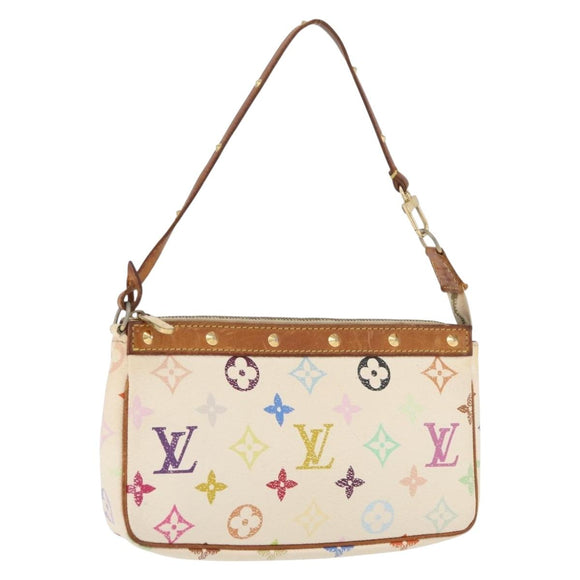 LOUIS VUITTON Monogram Multicolor Pochette Pouch White M92649 LV Auth BAZ476