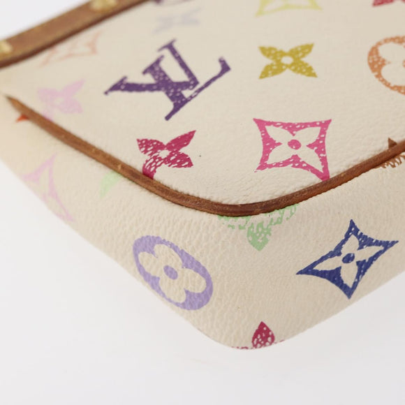 LOUIS VUITTON Monogram Multicolor Pochette Pouch White M92649 LV Auth BAZ476