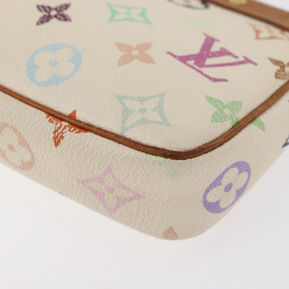 LOUIS VUITTON Monogram Multicolor Pochette Pouch White M92649 LV Auth BAZ476