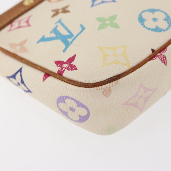 LOUIS VUITTON Monogram Multicolor Pochette Pouch White M92649 LV Auth BAZ476