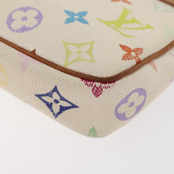 LOUIS VUITTON Monogram Multicolor Pochette Pouch White M92649 LV Auth BAZ476