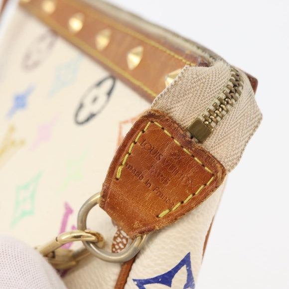 LOUIS VUITTON Monogram Multicolor Pochette Pouch White M92649 LV Auth BAZ476