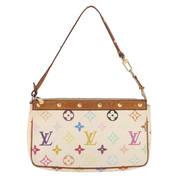 LOUIS VUITTON Monogram Multicolor Pochette Pouch White M92649 LV Auth BAZ476