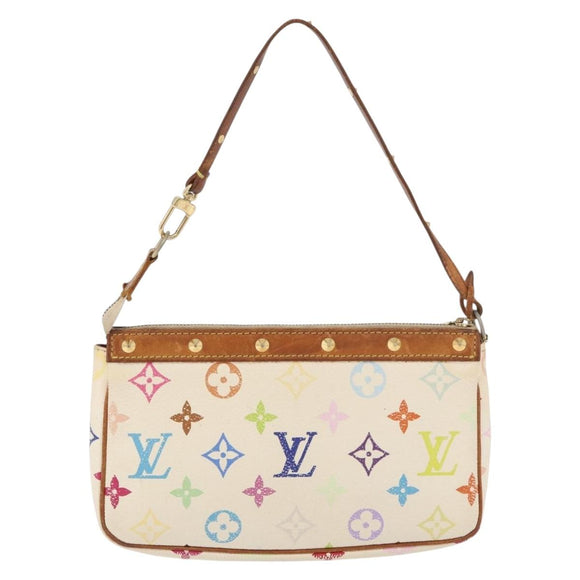 LOUIS VUITTON Monogram Multicolor Pochette Pouch White M92649 LV Auth BAZ476