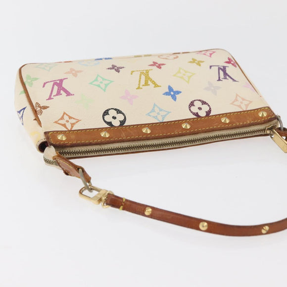 LOUIS VUITTON Monogram Multicolor Pochette Pouch White M92649 LV Auth BAZ476
