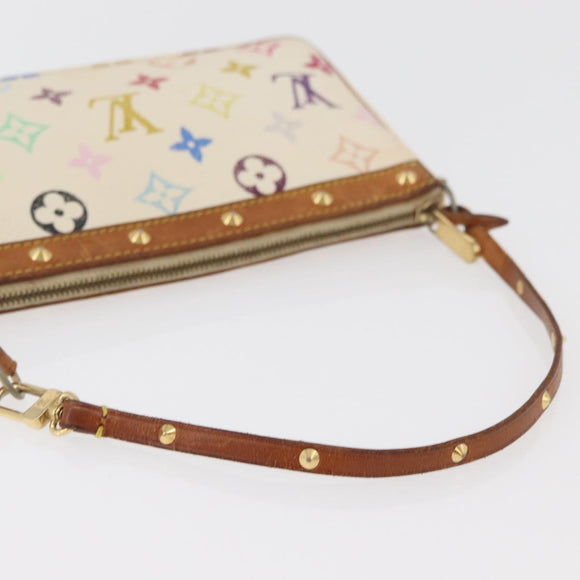LOUIS VUITTON Monogram Multicolor Pochette Pouch White M92649 LV Auth BAZ476