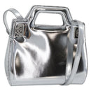 Salvatore Ferragamo Gancini Wanda Bag Patent leather 2way Silver Auth BAZ481-1