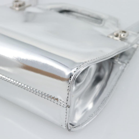 Salvatore Ferragamo Gancini Wanda Bag Patent leather 2way Silver Auth BAZ481