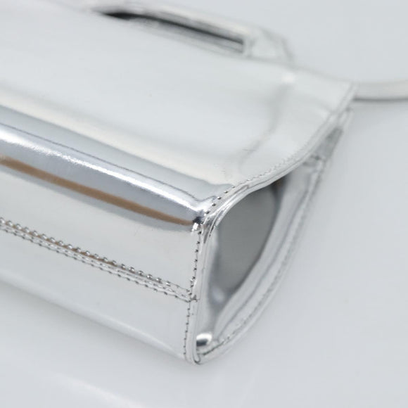 Salvatore Ferragamo Gancini Wanda Bag Patent leather 2way Silver Auth BAZ481