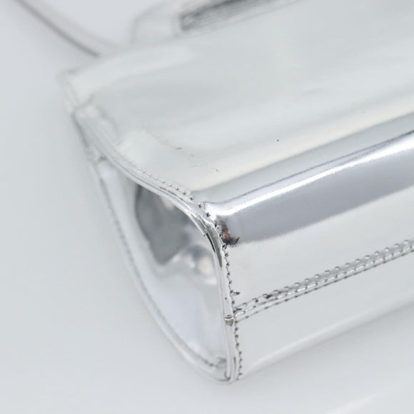 Salvatore Ferragamo Gancini Wanda Bag Patent leather 2way Silver Auth BAZ481