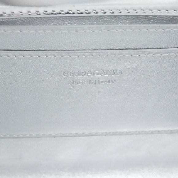 Salvatore Ferragamo Gancini Wanda Bag Patent leather 2way Silver Auth BAZ481