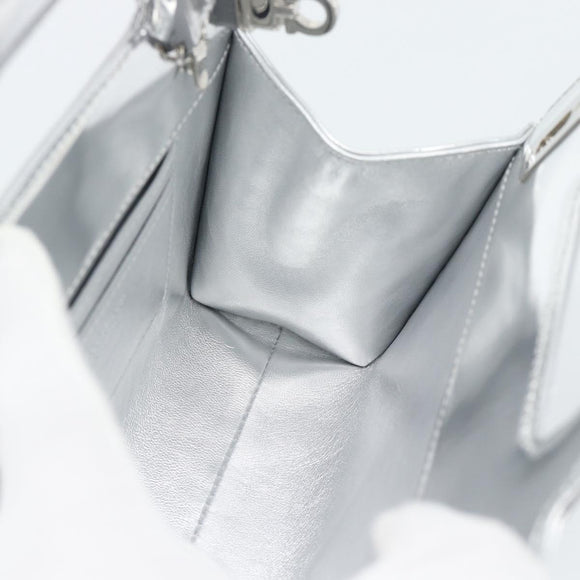 Salvatore Ferragamo Gancini Wanda Bag Patent leather 2way Silver Auth BAZ481