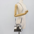 Salvatore Ferragamo Gancini Wanda Bag Patent leather 2way Silver Auth BAZ481-23