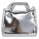 Salvatore Ferragamo Gancini Wanda Bag Patent leather 2way Silver Auth BAZ481-3