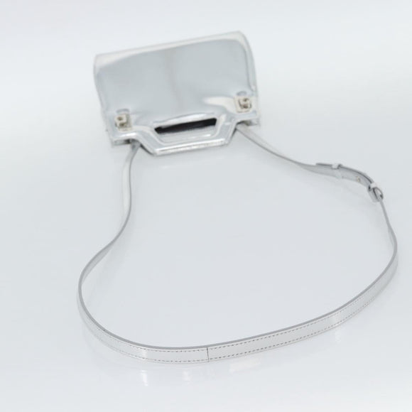 Salvatore Ferragamo Gancini Wanda Bag Patent leather 2way Silver Auth BAZ481