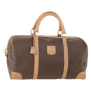 CELINE Macadam Canvas Boston Bag PVC Leather Brown Gold Auth BAZ495-1