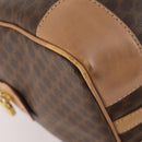 CELINE Macadam Canvas Boston Bag PVC Leather Brown Gold Auth BAZ495-14