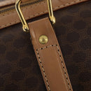 CELINE Macadam Canvas Boston Bag PVC Leather Brown Gold Auth BAZ495-17