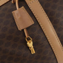 CELINE Macadam Canvas Boston Bag PVC Leather Brown Gold Auth BAZ495-10
