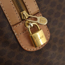 CELINE Macadam Canvas Boston Bag PVC Leather Brown Gold Auth BAZ495-19