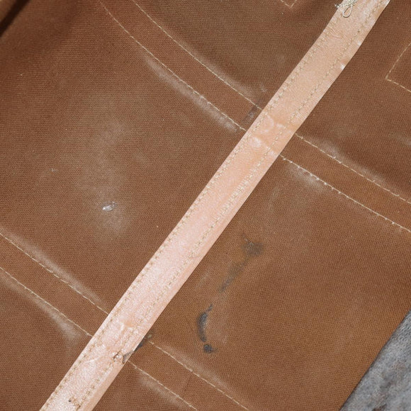 CELINE Macadam Canvas Boston Bag PVC Leather Brown Gold Auth BAZ495