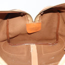 CELINE Macadam Canvas Boston Bag PVC Leather Brown Gold Auth BAZ495-20