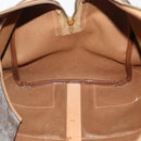 CELINE Macadam Canvas Boston Bag PVC Leather Brown Gold Auth BAZ495-21